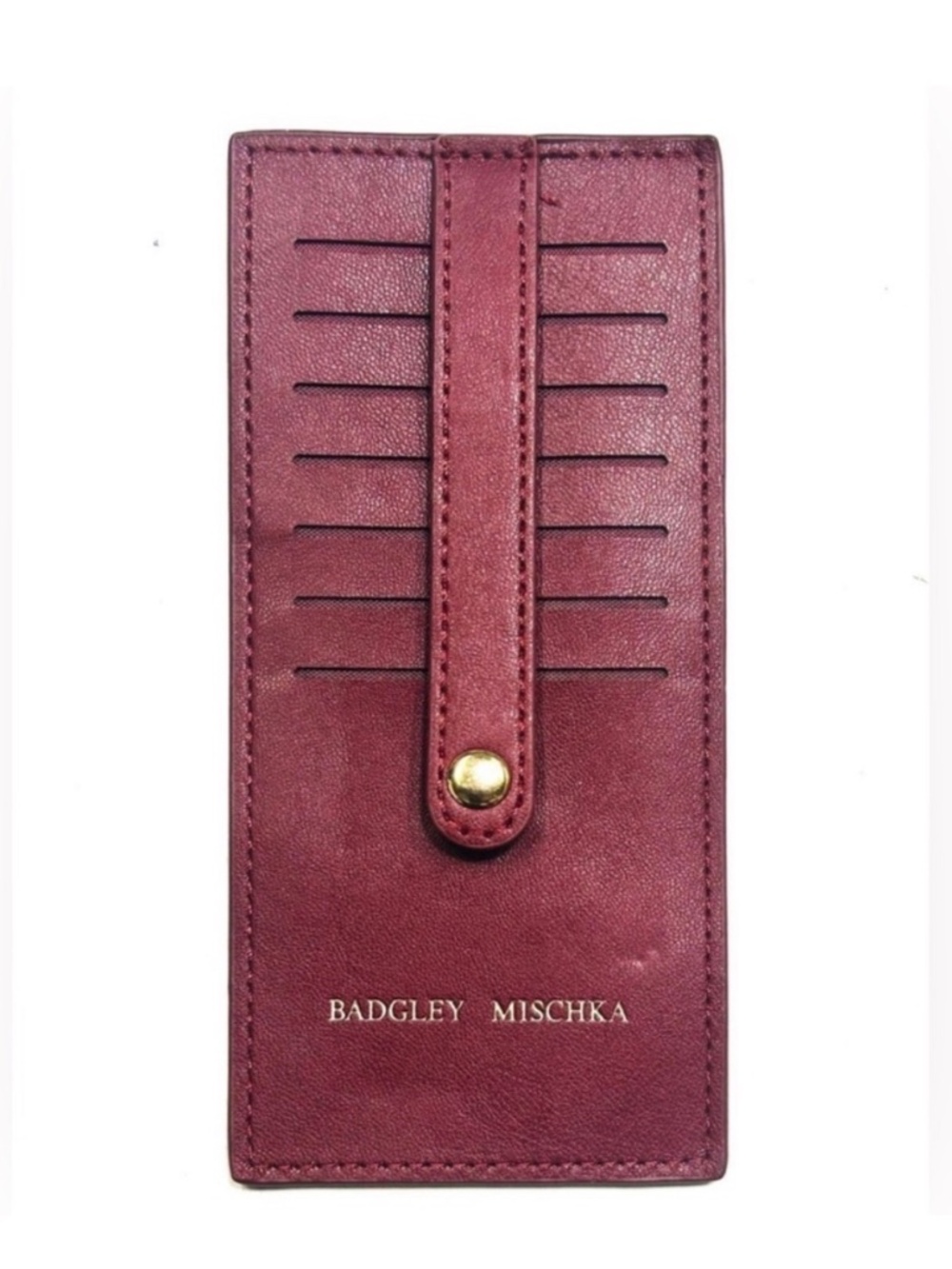 NWT Badgley Mischka Burgundy/Red 7 Slot Card Holder With Tab